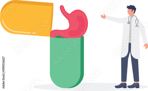 Medical capsule containing human stomach for digestive health