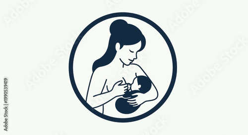 Minimalist icon of a mother breastfeeding her newborn baby.