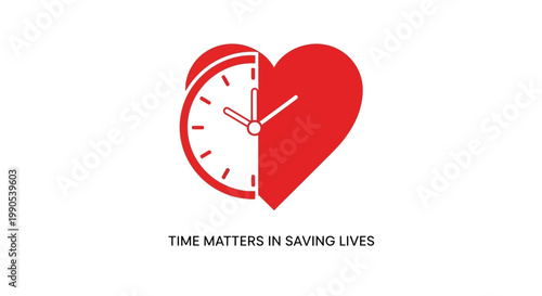 Heart Clock Symbol Time Matters Saving Lives.