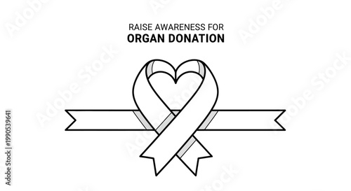 Organ Donation Awareness Ribbon Heart Symbol.