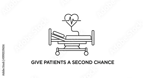 Medical Bed with Heartbeat Monitor Symbolizing Hope.