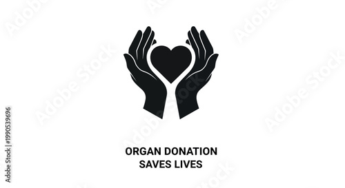 Organ donation awareness concept with hands holding a heart icon.