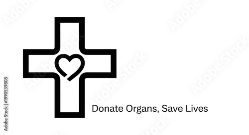 Organ Donation Save Lives Medical Symbol Heart Cross.