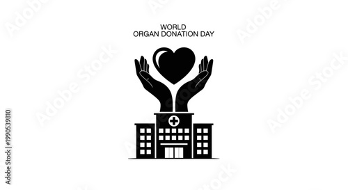 World Organ Donation Day Hospital Hands Heart Symbol.