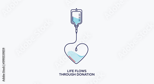 Heart shaped fluid bag symbolizing donation.