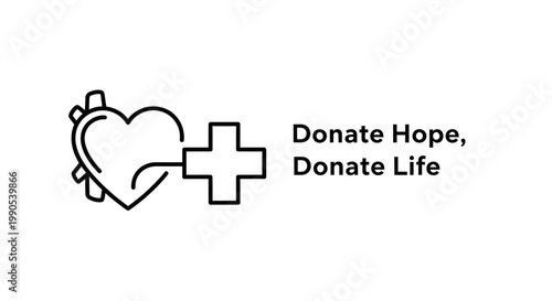 Donate Hope Donate Life Heart and Cross Symbol.
