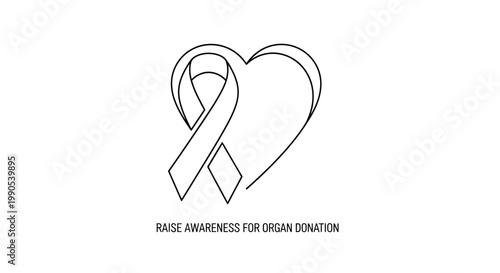 Organ Donation Awareness Heart Ribbon Symbol.