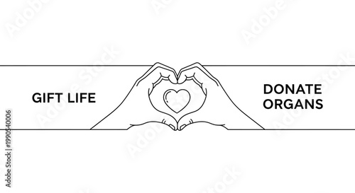 Gift Life Donate Organs Hands Heart Symbol.