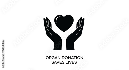 Organ Donation Saves Lives Heart Symbol Hands.