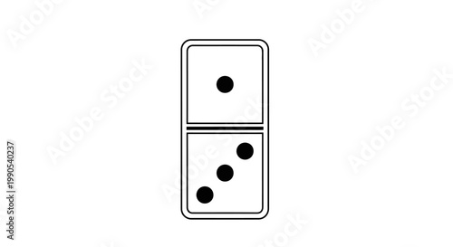 Domino tile isolated on white background with a one and a three