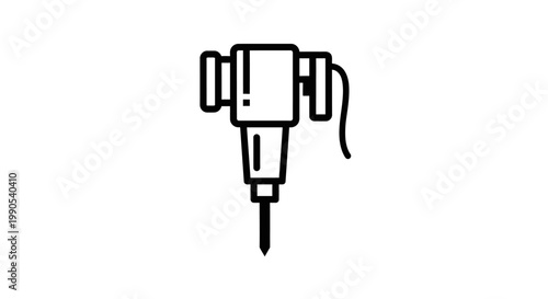 Iconic vector illustration of a jackhammer tool on a clean white background
