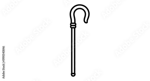 Simple illustration of a shepherd s crook with a hook on transparent background silhouette