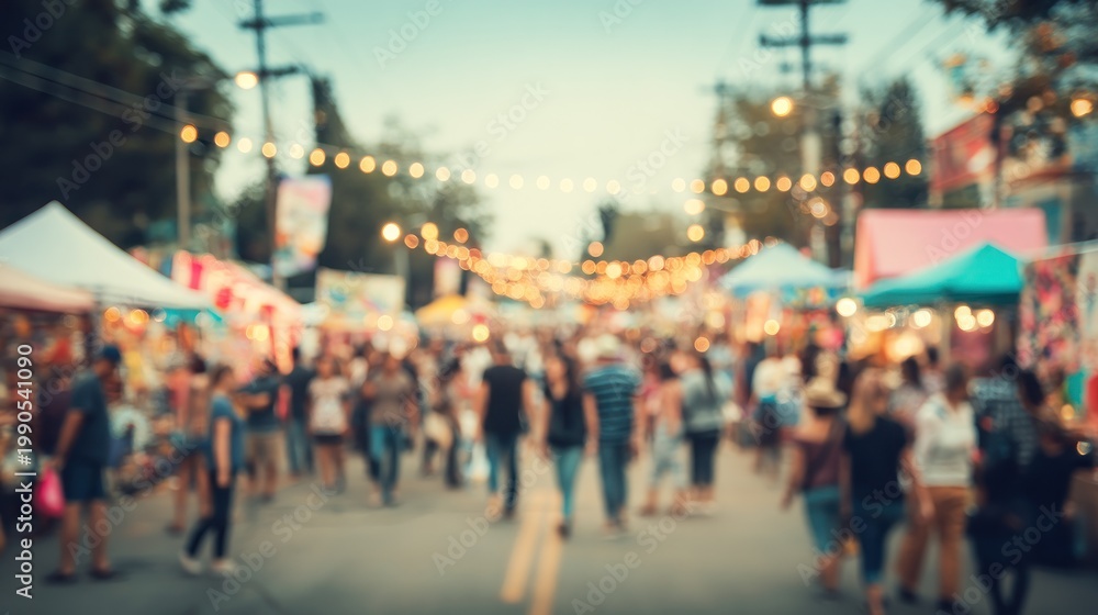 Obraz premium Blurred crowd at a street market