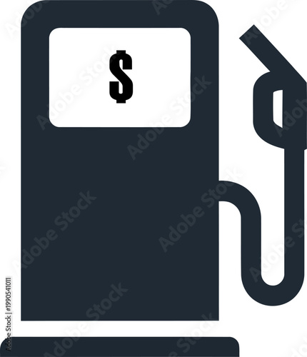 Minimalist Gas Pump Icon with Dollar Sign Symbol for Fuel Pricing