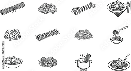 Variety of pasta types a sketchy illustration of italian cuisine and culinary delights