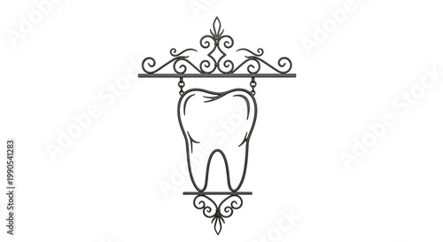 Decorative Dentist Tooth Clinic Hanging Sign Isolated on Transparent Background