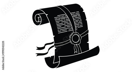 Ancient Legal Scroll with Wax Seal Icon for Historical Law and Decrees