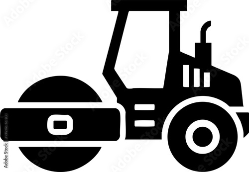 Road roller icon for construction and infrastructure projects