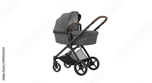 Premium Grey Modular Stroller Design Mockup Isolated on Transparent Background