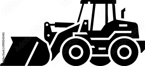 Front end loader construction vehicle silhouette icon
