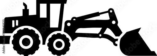 Black silhouette of a wheel loader construction vehicle icon