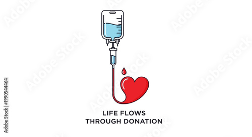 Life Flows Through Donation Heart Symbol.
