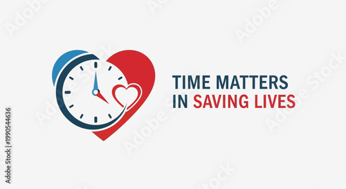 Time Matters in Saving Lives Heart Clock Symbol.