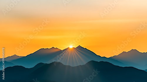 dramatic sunset sky landscape background natural color of evening cloudscape panorama with setting sun rays coming through clouds ultra wide panoramic view