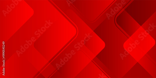 Abstract red geometric background with overlapping rounded squares and gradient shapes. Dynamic modern vector backdrop for corporate identity, tech banner, and sports promotion.