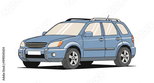 Blue SUV car illustration isolated on white background.