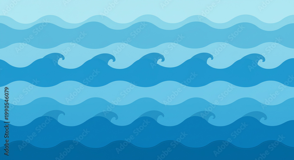 Fototapeta premium Seamless pattern of blue ocean waves