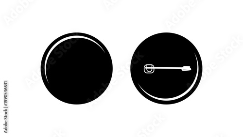 Pin badge, black isolated silhouette
