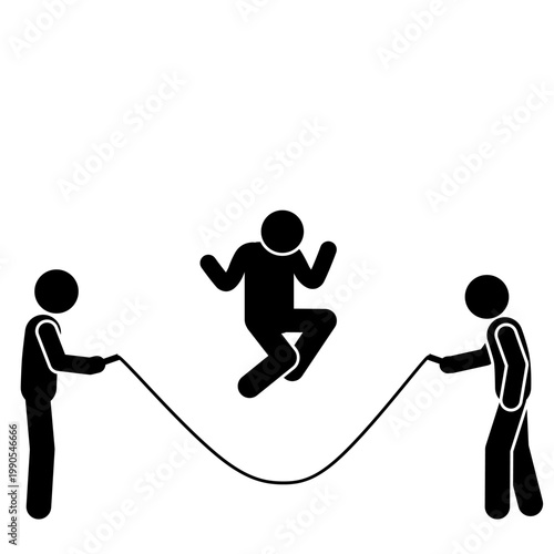 Jump Rope Action with Two People Turning the Rope