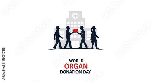 World Organ Donation Day people sharing heart symbol.