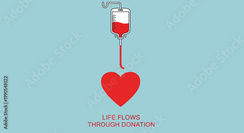 Life Flows Through Donation Heart Symbol.