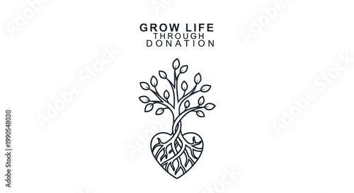 Tree of Life Heart Symbol Growing Donation Concept.
