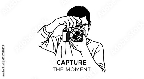 Man holding camera capturing a moment illustration.
