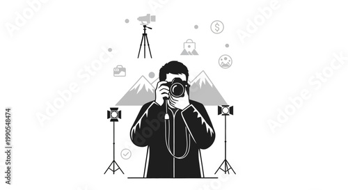 Photographer Capturing Moment with Professional Camera Equipment.