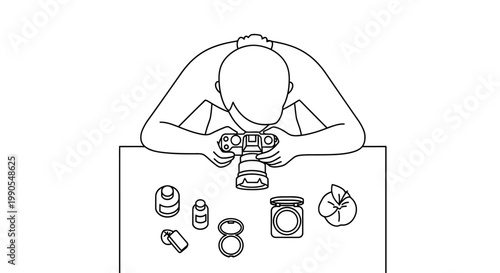 Photographer Capturing Product Shots on Tabletop.