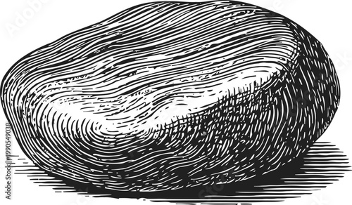 Hand drawn potato illustration in vintage engraving style, single root vegetable detailed sketch