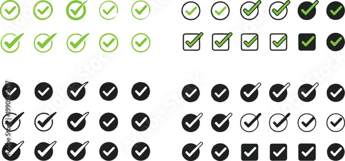 Checkmarks and checkboxes.