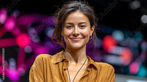 Engaging Speaker Delivers Insights at Technology Conference City Venue Event Photo Indoor Setting Close-Up View Empowerment Concept