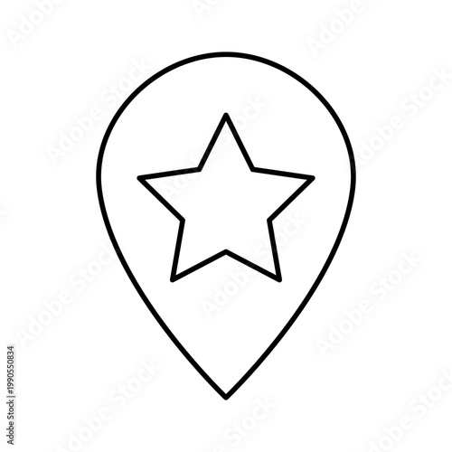 Favorite Map Pin Icon – Star Location Marker, Save Place Symbol, Bookmark Pin, Thin Line Vector