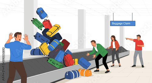 People pushing and pulling luggage carts.