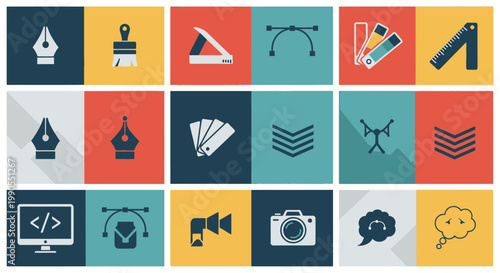 Collection of various design icons.