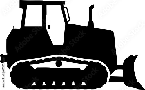 Bulldozer crawler tractor silhouette isolated on white background