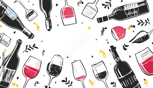 seamless pattern with colorfull glass bottle 