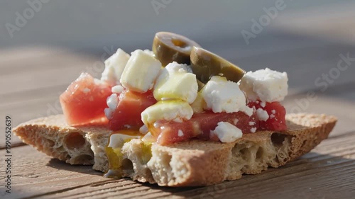 Olive Oil Pouring over Delicious Bruschetta Appetizer Food Preparation Clip