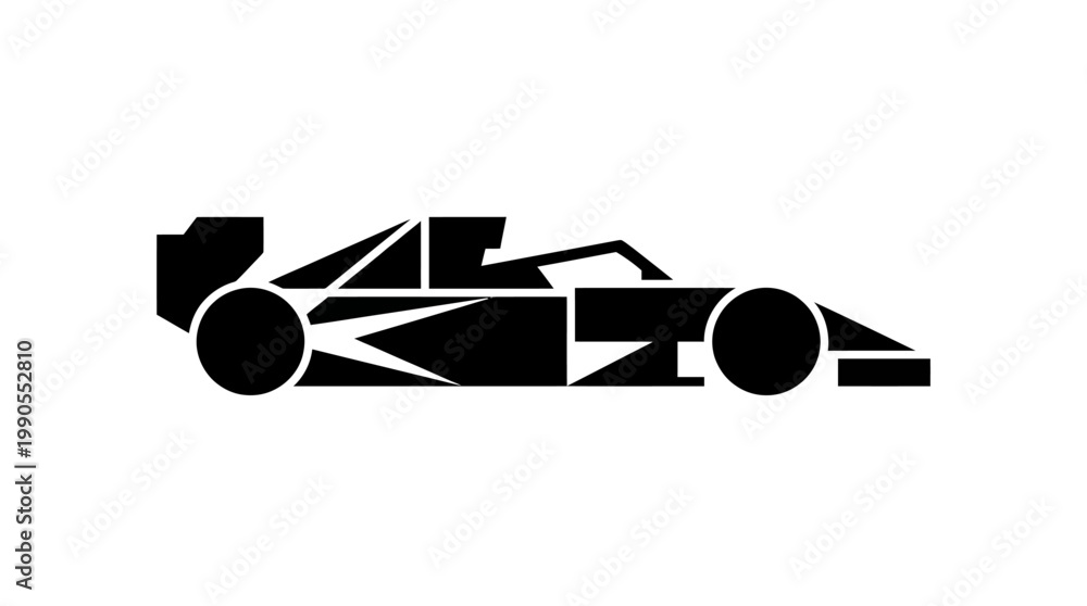 Fototapeta premium Black formula one race car silhouette on white background vector illustration