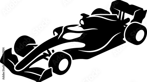 Black silhouette formula racing car design concept isolated on white background